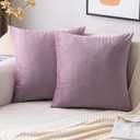 EMEMA Pack of 2 Velvet Throw Pillow Covers Decorative Square Pillowcase Soft Solid Cushion Case for Sofa Bedroom Chair Car 18x18 Inch Pink Purple