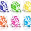 KERINGO 18 PCS Hibiscus Party Favor Hawaiian Themed Drawstring String Bag Backpack Summer Tropical Gift Tiki Luau Treat Hawaii Goodie Bags Kids Birthday Party Supplies