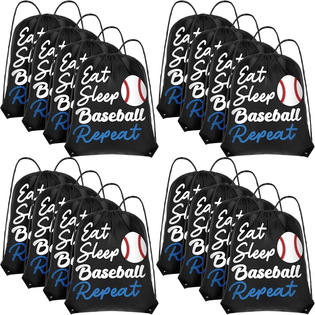 Windyun 16 Pcs Ball Drawstring Backpack Bulk Lightweight Draw String Bags Cinch Bags Drawstring Cinch Sack Tote(Baseball)
