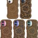 Bouvardia for iPhone 16 Case - Brown Wavy Shockproof Frame & Cheetah Leopard Print Pattern - Compatible with Magsafe - Anesthetic Cute Design for Women and Girls