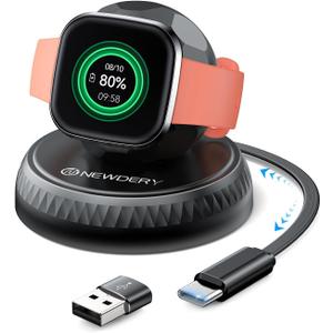NEWDERY Charger for Pixel Watch 3 2 & for Fitbit Sense 2/Versa 4 3, Retractable USB C Charging Cable with USB A Adapter, Portable Replacement Dock Stand for Fitbit & for Google Smartwatch