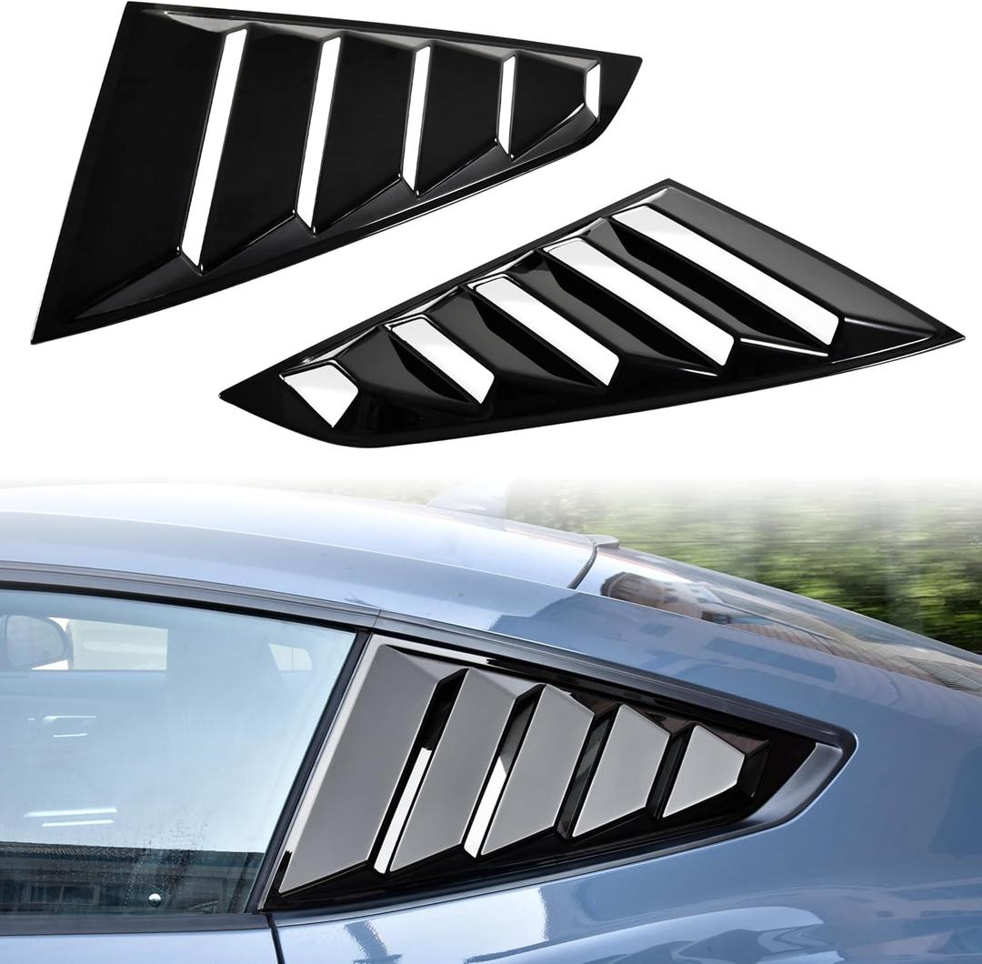 Side Window Louver for Mustang 2024 2025, GT Lambo Style Rear Quarter Windshield Sun Shade Cover Side Window Scoop Louvers for Ford Mustang 2024 2025 Accessories (Glossy Black)
