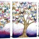 FuShvre Butterfly Wall Art Tree of Life Canvas Paintings Prints Purple Framed Picture for Dining Room Bedroom Bathroom Decor 12"x16"x3pcs