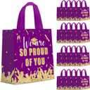 Infankey 24 Pieces Graduate Gift Bags Graduation Party Favor Gifts Non Woven Wrapping Bags for Graduation Season Theme Party Supplies Decoration (Purple Gold), 24 count