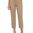 Agenlulu Capri Pants for Women Dressy Casual High Rise Dress Pants Pull On Stretchy Straight Business Work Capris Slacks Khaki (Beige)