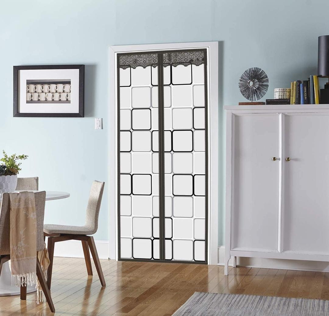 Insulated Door Curtain - 32x80 inch Magnetic Thermal and Insulation Cover Self-Closing Privacy Screen Door Keep Cold/Heat Out Stop Wind for A/C Room, Home Entryway, Kitchen, Back Door