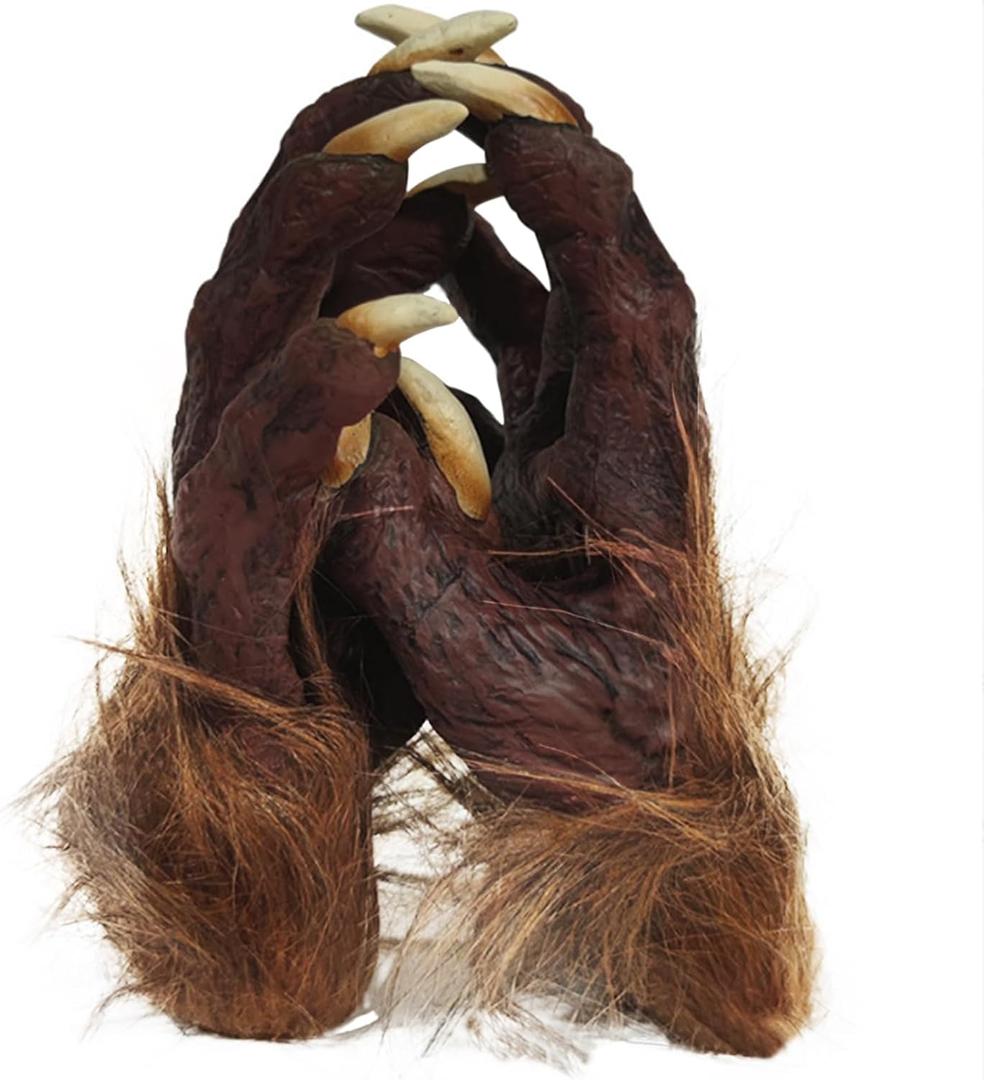 Skeleton Gloves Hairy Werewolf Hand Claws Gloves Halloween Wolf Werewolf Cat Paw Glove Costumes Gothic Devil Vampire Glove (US -9)