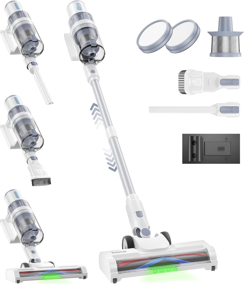 Cordless Vacuum Cleaner, 45KPA Stick Vacuum Cleaners for Home, 6-in-1 Rechargeable Lightweight Vacuum