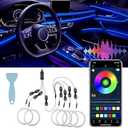 LivTee Smart LED Car Lights Interior with USB Port, LED Strip Fiber Optic Ambient Lighting Car, Wireless App Control, Sync to Music, Car Decorations Interior Accessories Gifts for Women Men, 6 in 1