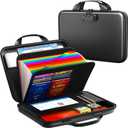 Fireproof Accordion File Organizer with Lock,Hard-Shell Fireproof Document Box with 13 Pockets for Certificates, Passports Laptop Important Documents Portable Home Office Travel Safe Storage (Black)