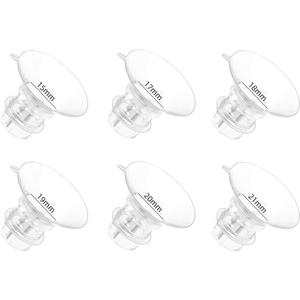 6 PCS Flange Inserts 15/17/18/19/20/21mm for 24mm Flange/Shield of Most Pumps, BPA Free Inserts, Compatible with Momcozy/Medela/Elvie/Spectra/Bellababy/TSRETE/Willow/Nuliie Breast Pumps