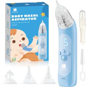 Nasal Aspirator for Baby, Electric Baby Nose Suction with 5 Adjustable Levels Suction, USB-C Rechargeable Mucus Cleaner with Lights and Music, Baby Nasal Aspirator for Toddler with 3 Silicone Tip