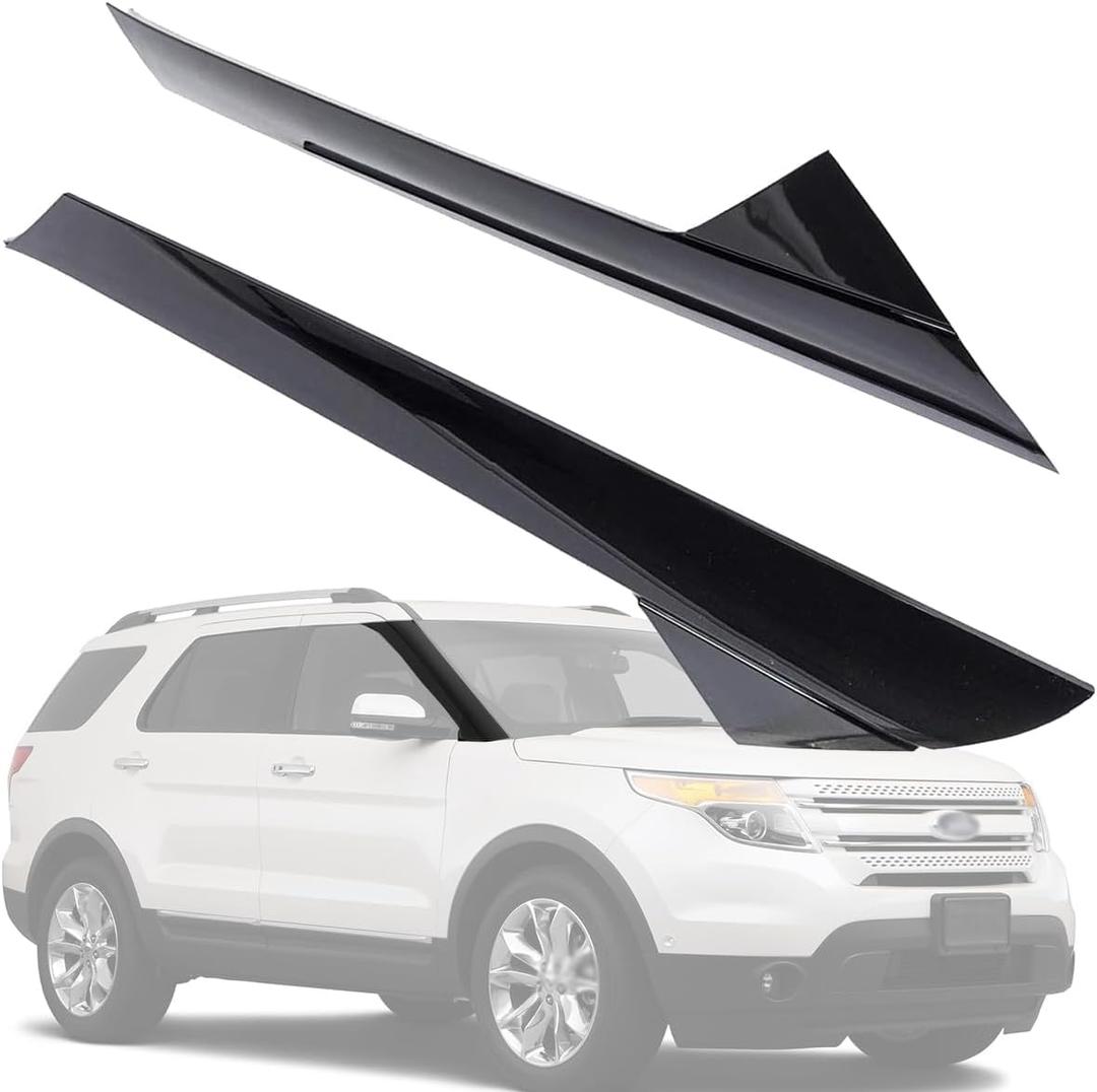 KARPAL 2 PCS A-Pillar Front Left + Right Molding Windshield Outer Trim Replacement BB5Z-7803145-AA BB5Z-7803137-AB Compatible with 2011-2019 Ford Explorer (LH + RH Outer)