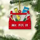 Wooden Tool Box Ornaments for Christmas Tree Dcor, Handyman Toolbox Tool Kit Xmas Ornament with Hammer Wrench, Construction Tools Chest Keepsake Gift for Carpenter Craftsman Artisan Builder Mr Fix It