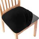 Gute Chair Seat Covers, Dining Room Chair Seat Covers with Ties, Stretch Solid Chair Covers Protectors for Dining Room Kitchen Chairs (6 Pcs, Black)