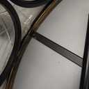 6-Light Dining Room Chandelier Over Table, 21.7'' Black Farmhouse Drum Light Fixtures for Living Room Bedroom, Round Metal Wood Grain Finish, Modern Hanging Pendant Lighting