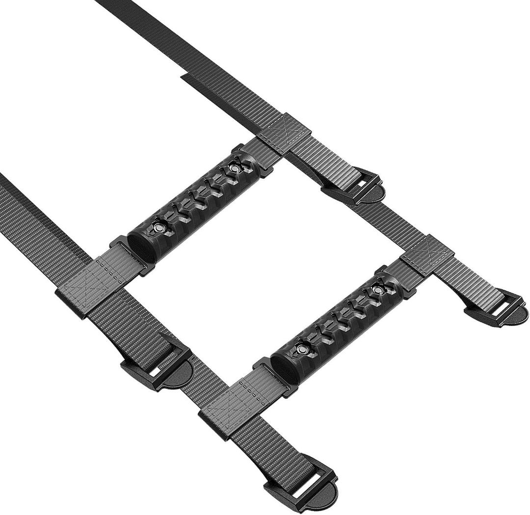 Rydonair 2 Pack Roll Bar Grab Handles Compatible with Jeep Wrangler YJ TJ JK JKU JL JLU Rubicon Sahara 1955-2025 - Seat Belt Grade Grip Handle- Black