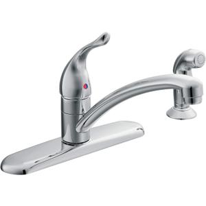 Moen Chateau Chrome Single Handle 4-Hole Kitchen Faucet with Protege Side Spray, 67430 (.375)