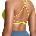 Aoxjox Women's Workout Sports Bras Fitness Ivy Low Impact Bra Yoga Crop Tank (Vibrant Yellow, Medium)