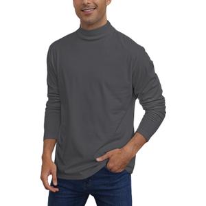 Mens Casual Mock Turtleneck T-Shirts Long Sleeve Thermal Stretchy Pullover Basic Lightweight Undershirt Sweater Tops (XXL)