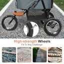 Dog Stroller for Medium Dogs - 3 in1 Small Pet Strollers Zipperless Dog Cat Stroller 3 Wheels with Detachable Dogs Carriage,Jogging Tires,Storage Basket and One-Button Folding Frame for Pets Walk (Grey Dark)