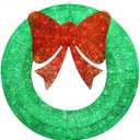 48Inch 4FT Large Christmas Wreath - Outdoor Christmas Wreaths with LED Lights,Extension Cable, Xmas Decorations for Door Outdoor Indoor Wall Home - Green