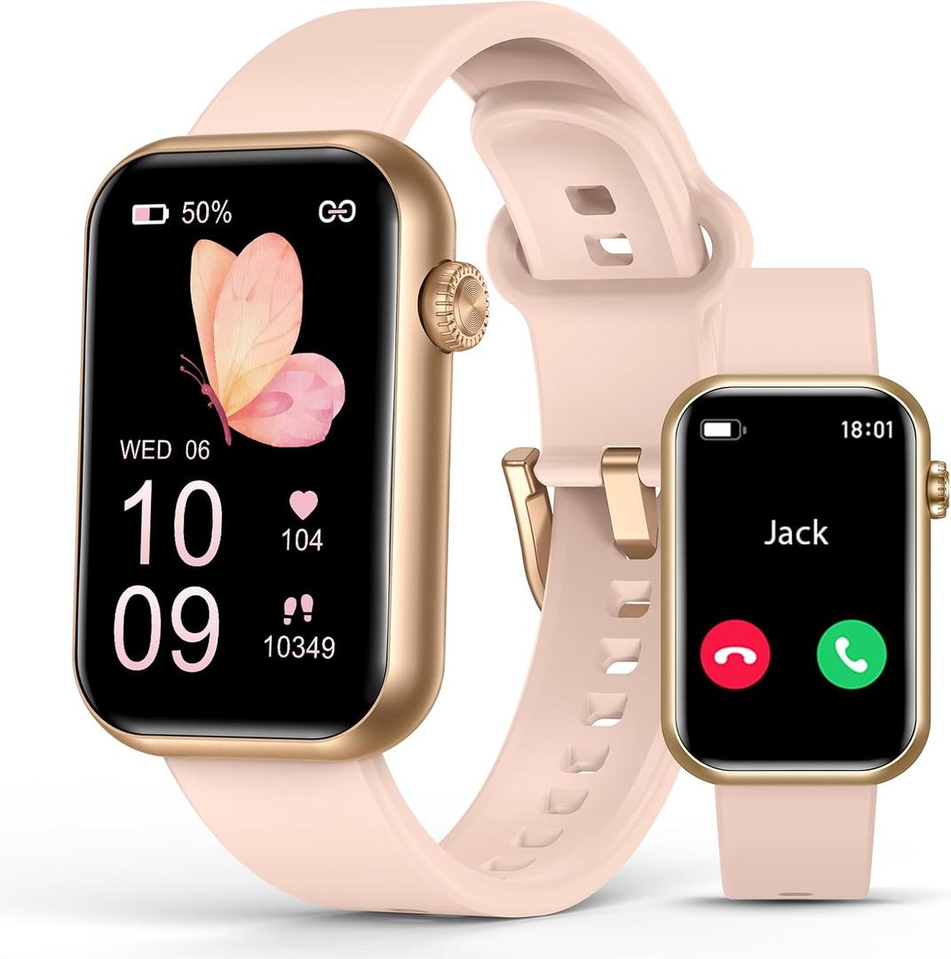 Smart Watch Fitness Tracker (Answer/Make Call), 24/7 Heart Rate Spo2 Blood Pressure Monitor Sleep Tracker, 114 Sports Modes Pedometer Calorie Step Tracker, Waterproof Activity Tracker for Women (Pink)