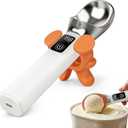 Electric Heated Ice Cream Scoop with Stand, 5000mAh Rechargeable Ice Cream Scooper for Hard Frozen Desserts, 158 Fast Melting & Smart LED Display, IP67 Waterproof Anti-Freeze Spoon, Perfect Gift
