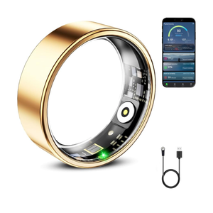 Mirlray Smart Ring for Women & Men, Smart Ring Health Tracker, Blood Oxygen & Heart Rate Monitor, Long Lasting Battery Sleep Ring, Waterproof Fitness Ring (Gold, 11)