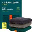 Cleanlogic Sport Exfoliating Body Scrubber, Large Exfoliator Tool for Athletes, Daily Skincare Routine for Smooth Clean Skin, Assorted Colors, 3 Count Value Pack