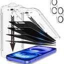 EZ-GLAZ- 4 Pack for iPhone 16 Privacy Screen Protector [6.1"] With 2 Pack Camera Lens Protector, 9H+ Hardness 12FT Military Grade Shatterproof Scratch Resistant Durable Tempered Glass Film with Flawless Fit Kit