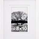 Egofine 8x10 Picture Frame Made of Solid Wood Covered by Plexiglass, Display Pictures 4x6/5x7 with Mat or 8x10 Without Mat for Table Top Display and Wall Mounting Photo Frame, White