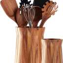 2 Pcs Wooden Utensil Holder 360 Rotating Kitchen Utensil Holder 7.3" and 5.7" Large Cooking Tool Organizer Crock for Kitchen Countertop Farmhouse Home Decoration