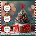 3 x Mini Christmas Tree Topper, Small Star Tree Topper for Xmas Party (2.32 Inch, Glitter Red)