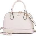 Purse for Women Small Crossbody Bags Classic Double Zip Top Handle Dome Satchel Bag (White)
