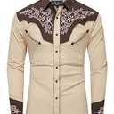 EL PIONERO Men's Western Shirt Long Sleeve Embroidered Cowboy Casual Snap Button Shirt XL