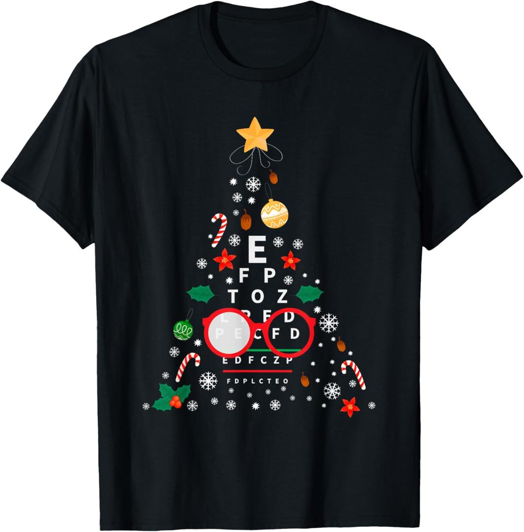 Christmas Tree Optician Optometrist | Merry Xmas New Year T-Shirt, S