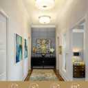 Emak Brushed Nickel Ceiling Light Fixture, Modern Flush Mount Light Fixture with Milk Glass Shade, 11 Inch 2-Light Ceiling Lights for Bedroom, Living Room, Kitchen, Hallway, Bathroom, FM082-BN-ML