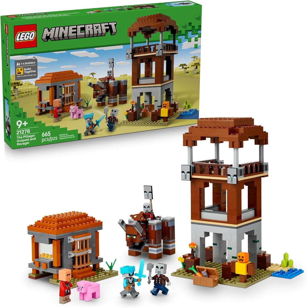 LEGO Minecraft The Pillager Outpost and Ravager Building Toy - Video Game Building Blocks for Kids, Boys & Girls, Ages 9+ - Includes Space Sentinel & 3 Minifigures - Gift Idea for Gamers - 21278