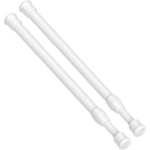 AIZESI Spring Tension Curtain Rods Short Tension Rod (White,12" to 19"-2Pcs)