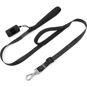 Wisedog Durable Two Handle Dog Leash: Dog Leash Heavy Duty with Dual Soft Padded Handles, Adjustable Length as Short Leash for Medium Large Dogs (Classic Black, S|0.8" x 4.2 ft-5 ft)