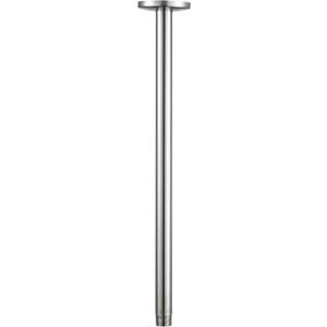 OFFO Shower Arm with Flange, 24 in Brushed Nickel Ceiling Mount Replacement Rain Shower Head Straight Arm Ceiling-Mounted For Fixed Shower Head & High Pressure Rain