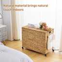 Laundry Hamper with Wheels, 52.8 Gallon(200L) Water Hyacinth Laundry Basket with Lid, 3-Section Wicker Clothes Hamper with 3 Removable Liners, Laundry Sorter with Side Pocket, Natural, 31.5"L x 15.75"W x 25.6"H