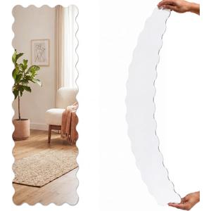 Leinuosen Full Length Acrylic Wall Mirror,Self Adhesive, 40" x 10", Scallop
