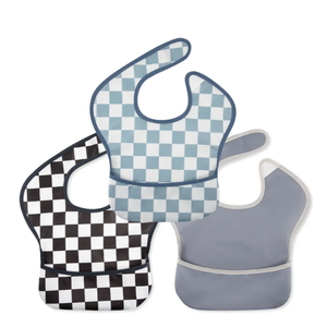 GRID STYLE | GLLQUEN BABY WATERPROOF BIBS 3 PACK | 3-24 MONTHS