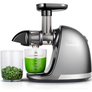 Masticating Juicer Machines, AMZCHEF Slow Cold Press Juicer with Reverse Function, High Juice Yield, Easy Clean with Brush,Recipes for High Nutrient Fruits and Vegetables, Gray(Updated) (light grey)