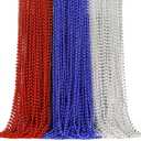 100PCS Bulk Parade Beads - Colorful Mardi Gras Bead Necklaces for Kids & Adults - Party Decorations & 33" Festival Parade Throw Accessories Bulk Beads for Wedding, Birthday (Red&Blue&Silver)