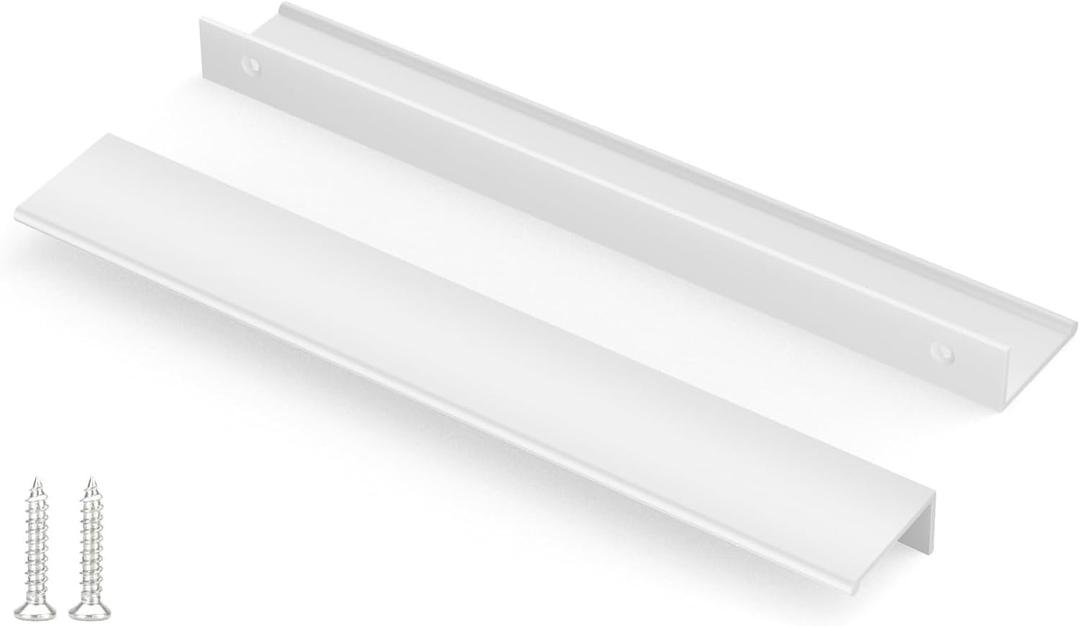 Peaha 10 Pack Kitchen Cabinet Handles 10 inch White Pulls for Dresser Drawers Door Edge Finger Pull Hardware (Hole Centers:10in(256mm))
