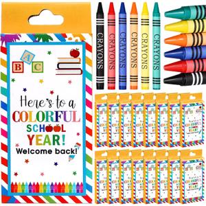 Watersay 28 Packs 6 Colors Crayons Bulk Back to School Crayons Bright Color Individual Packs Assorted Colors Art Set for School Supplies