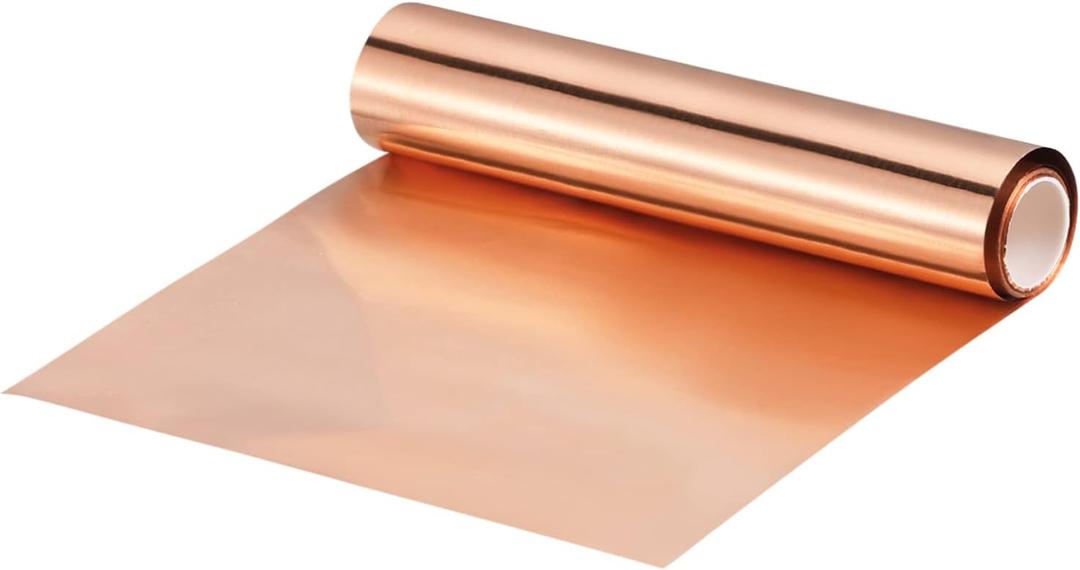 uxcell Copper Flashing Sheet Roll 3500mm x 100mm x 0.03mm, 99.9% Pure Copper Strip 4" x 11.5ft 28 Gauge Metal Foil Plate for Electricity DIY Projects